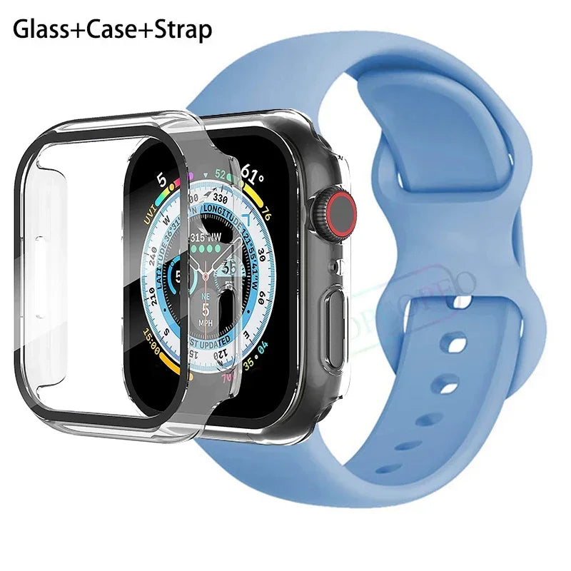 Screenprotector + Hoesje + Siliconenn Bandje voor Apple Watch – afbeelding 5