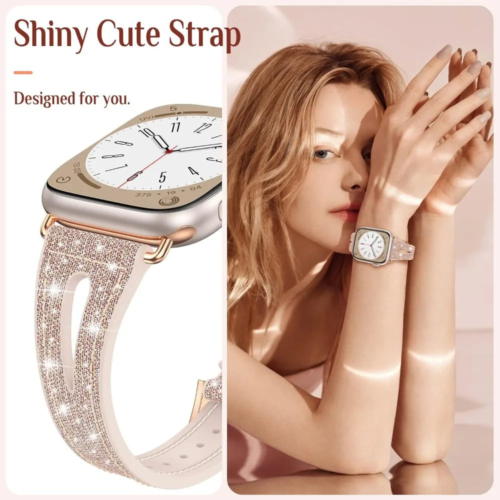 Glitter Siliconen Bandje voor Apple Watch – 40/41/42/44/45/46mm | Series 4-11 & SE