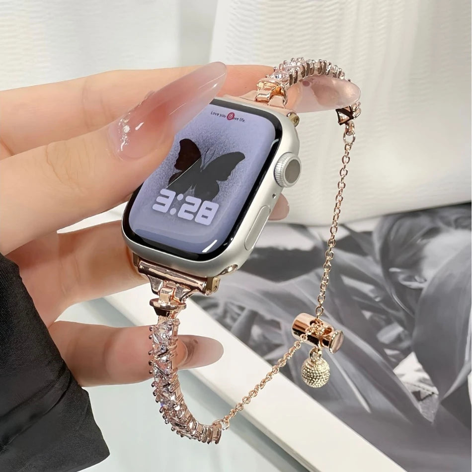 Luxe Zirkonia Metalen Armband voor Apple Watch – 38/40/41/42/44/45/46/49mm | Series 6-11, SE & Ultra