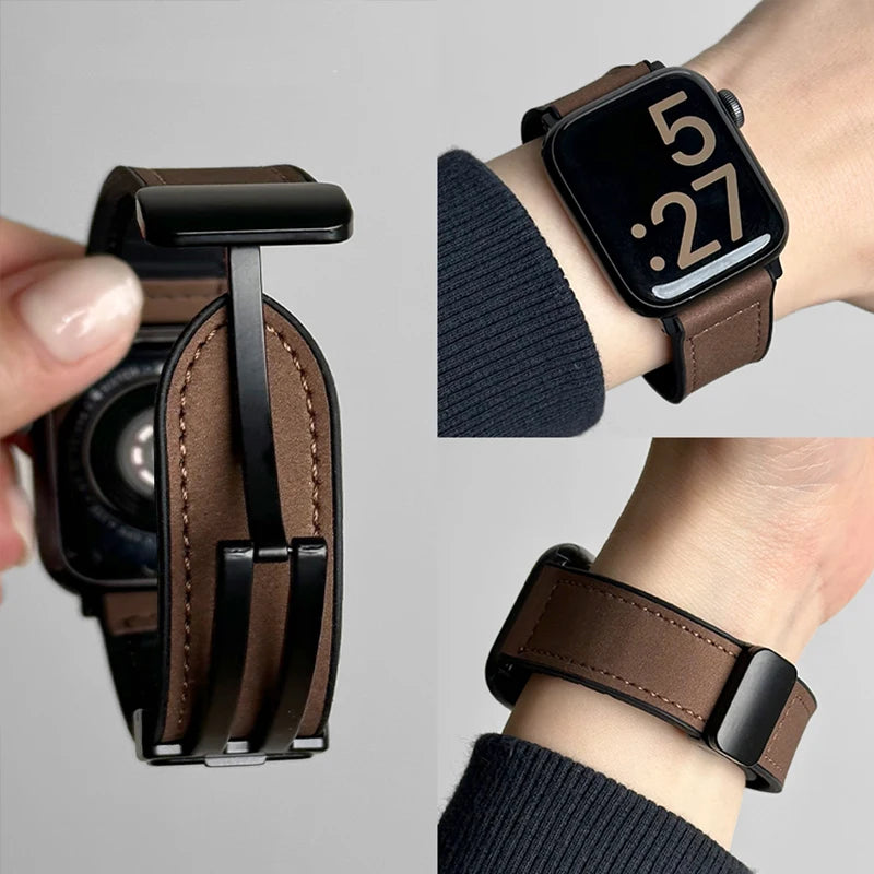 Leer + Siliconenn Bandje voor Apple Watch – afbeelding 3
