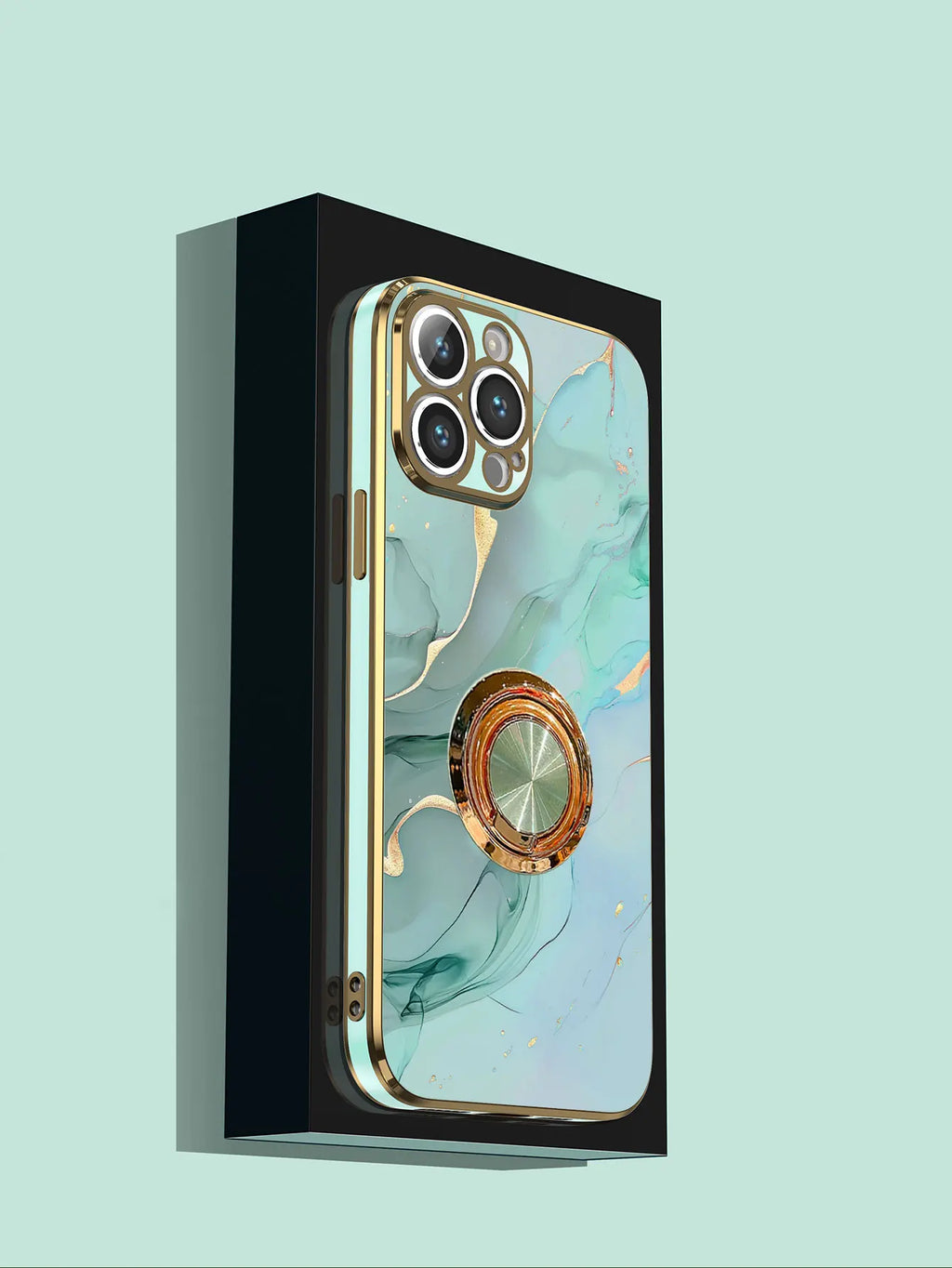 Marmeren Patroon Ringhouder Telefoonhoes voor iPhone – afbeelding 2