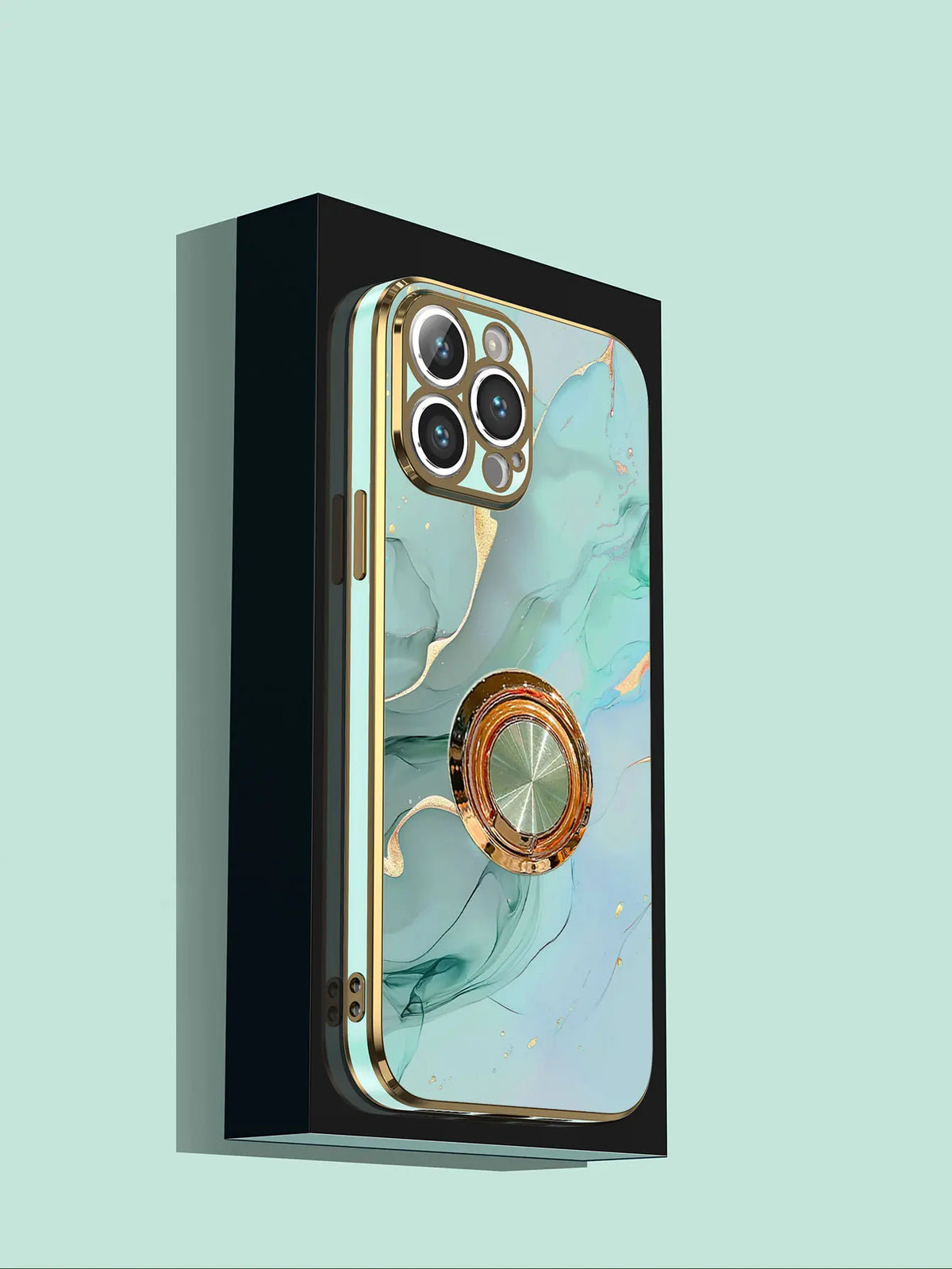 Marmeren Patroon Ringhouder Telefoonhoes voor iPhone – afbeelding 2