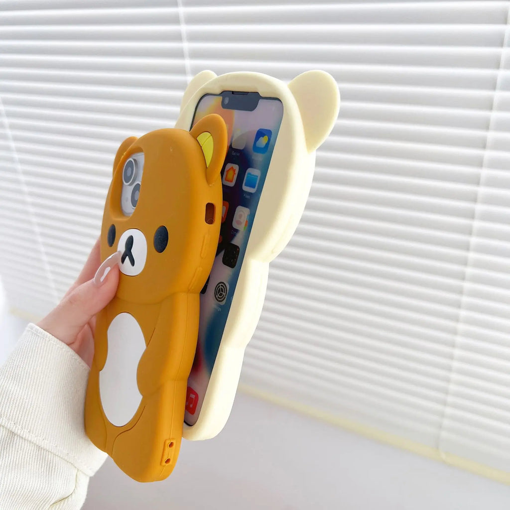 Rilakkuma Beer Siliconenn Hoesje voor iPhone 6 t/m 17 Pro Max – afbeelding 3