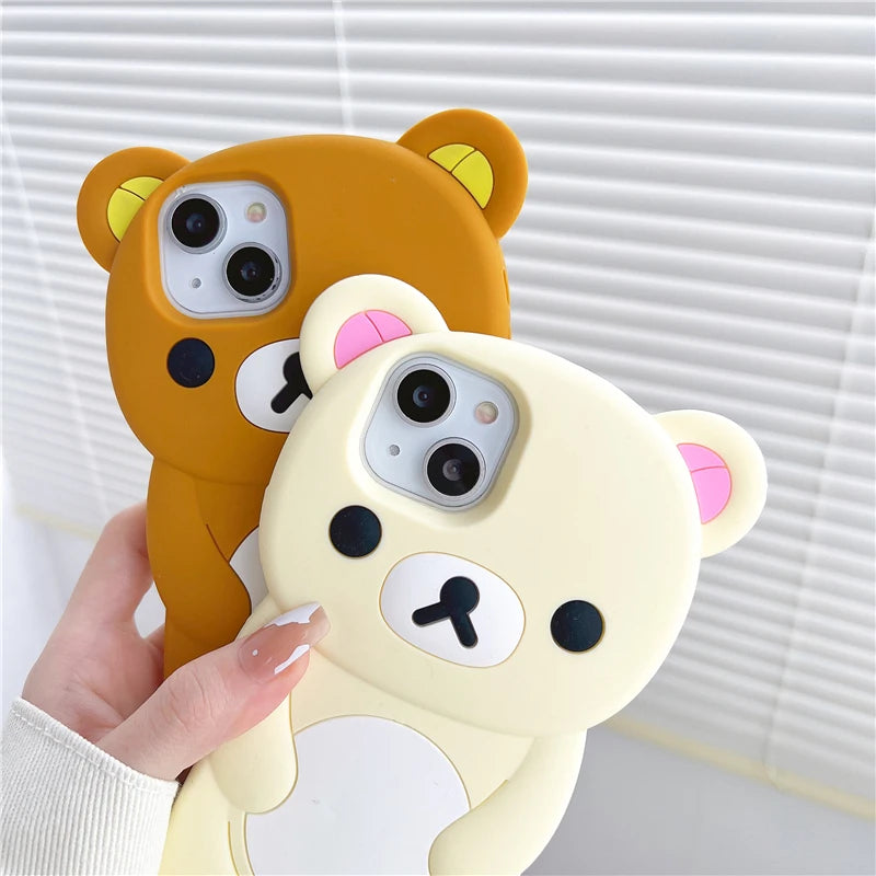 Rilakkuma Beer Siliconenn Hoesje voor iPhone 6 t/m 17 Pro Max – afbeelding 6