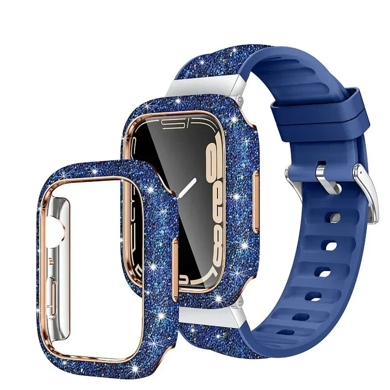 Kristallen Dameshoesje voor Apple Watch + Schermglas – 40/41/42/44/45/46mm | Series 5-11 & SE