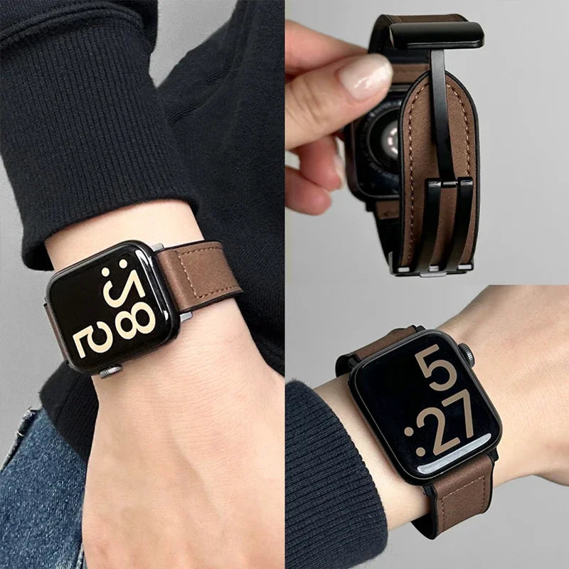 Leer + Siliconenn Bandje voor Apple Watch – afbeelding 5