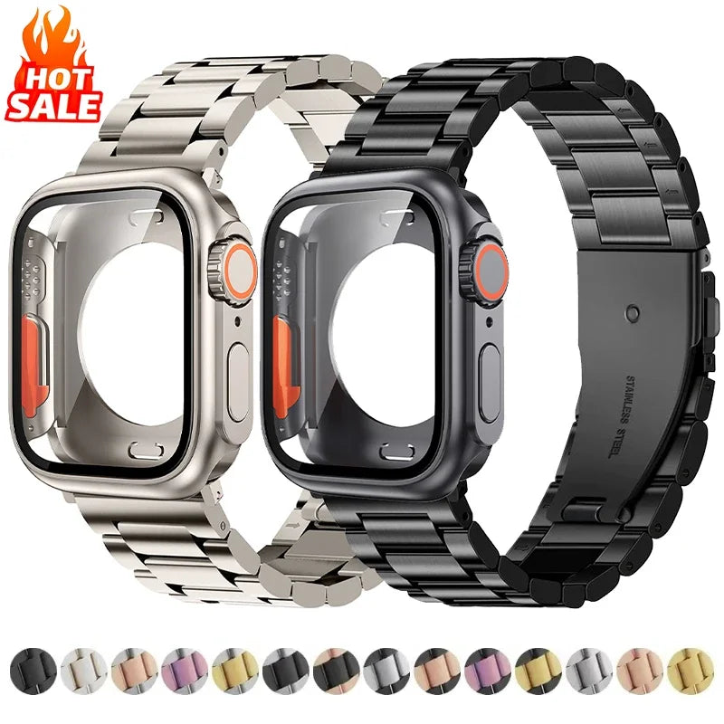 Metalen bandje + Volledig Beschermhoesje voor Apple Watch – afbeelding 1