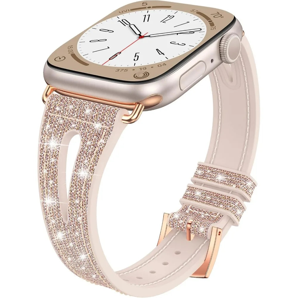 Glitter Siliconen Bandje voor Apple Watch – 40/41/42/44/45/46mm | Series 4-11 & SE