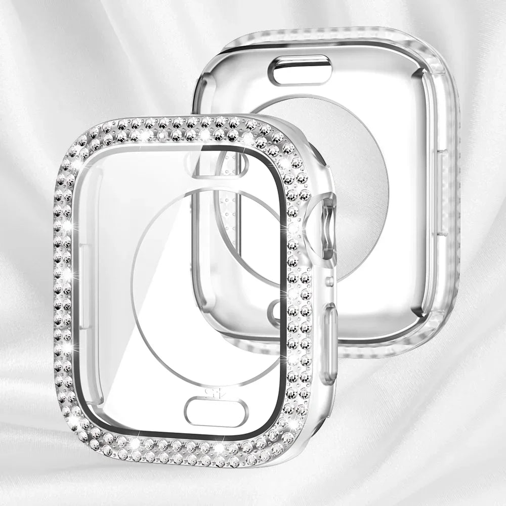 Diamanten Hoesje + Schermbeschermer voor Apple Watch – 40/41/42/44/45/46/49mm | Series 5-11, SE & Ultra