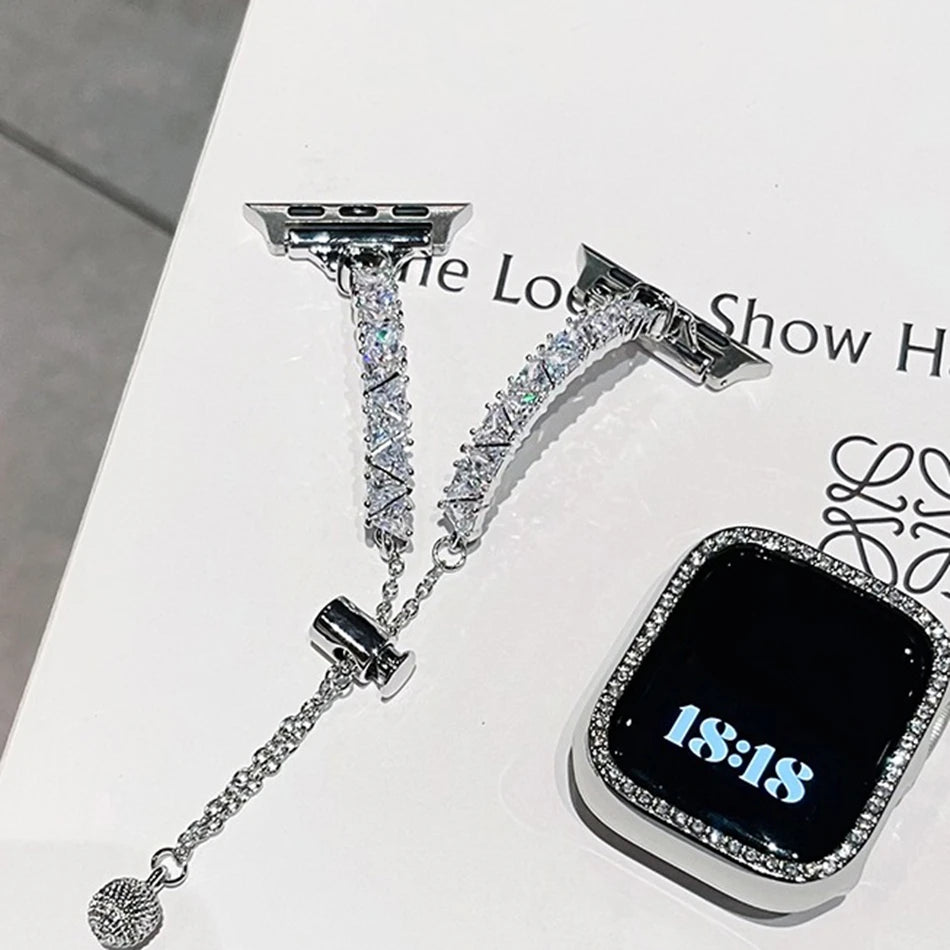 Luxe Zirkonia Metalen Armband voor Apple Watch – 38/40/41/42/44/45/46/49mm | Series 6-11, SE & Ultra