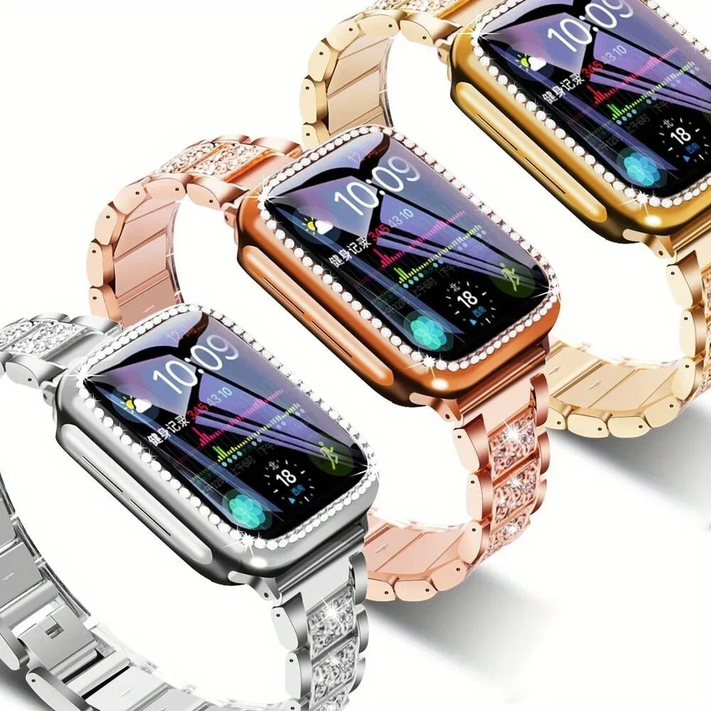 Metalen Damesband + Hoesje voor Apple Watch – afbeelding 4