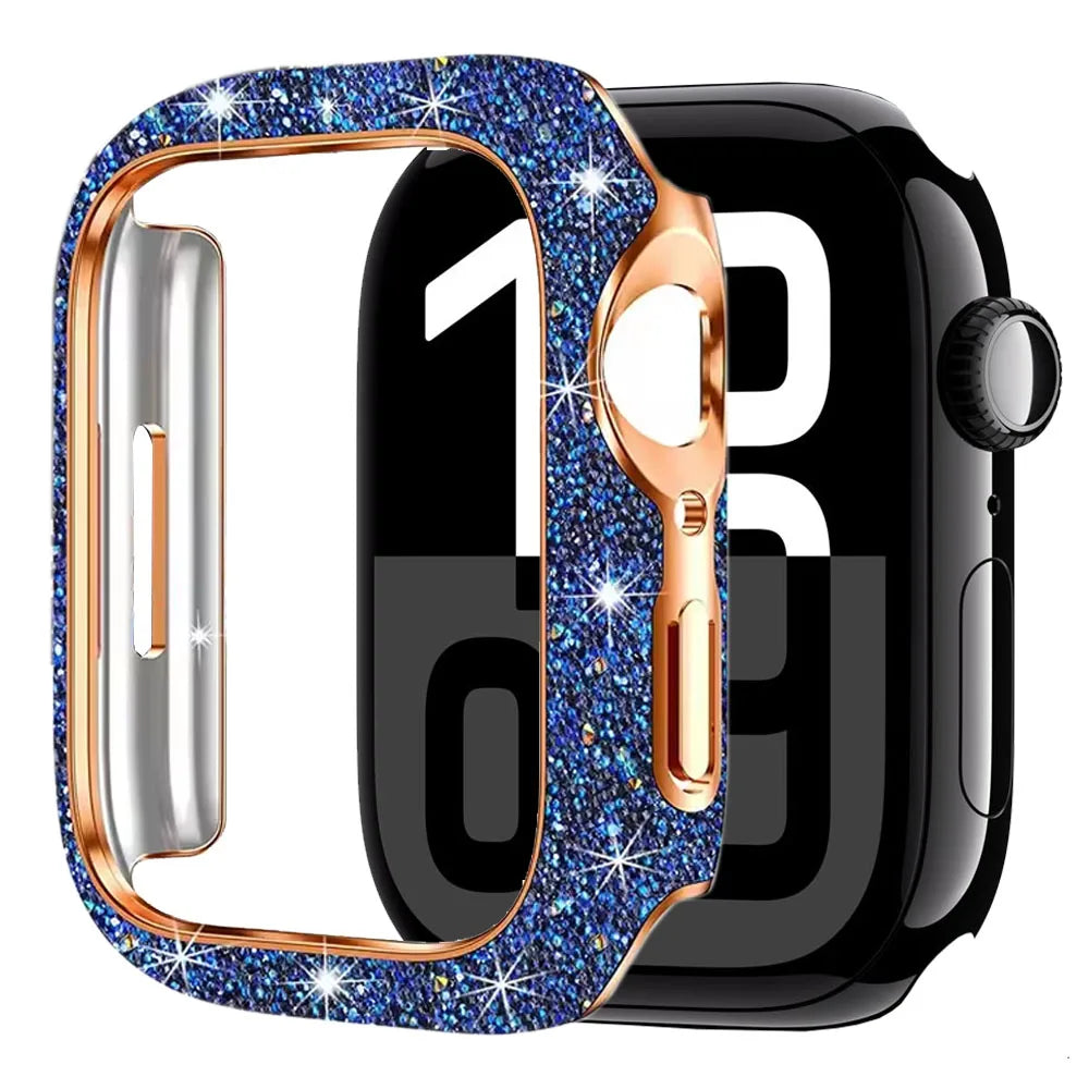 Kristallen Dameshoesje voor Apple Watch + Schermglas – 40/41/42/44/45/46mm | Series 5-11 & SE