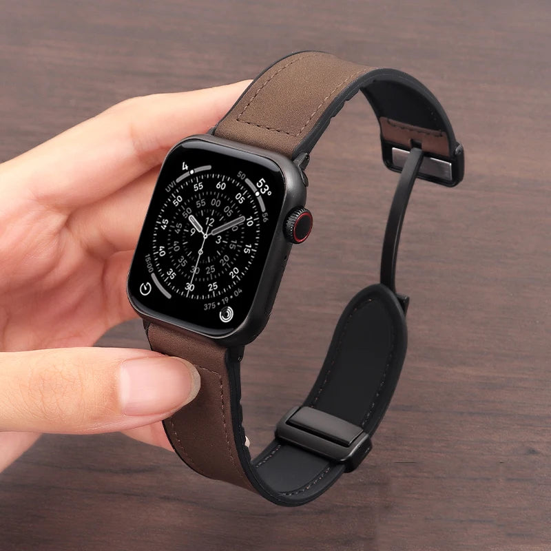 Leren Bandje voor Apple Watch – Magnetische Sluiting – afbeelding 1