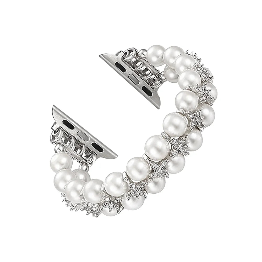 Parel & Diamant Damesband voor Apple Watch – 38/41/42/44/45/46/49mm | Series 4-10 & Ultra