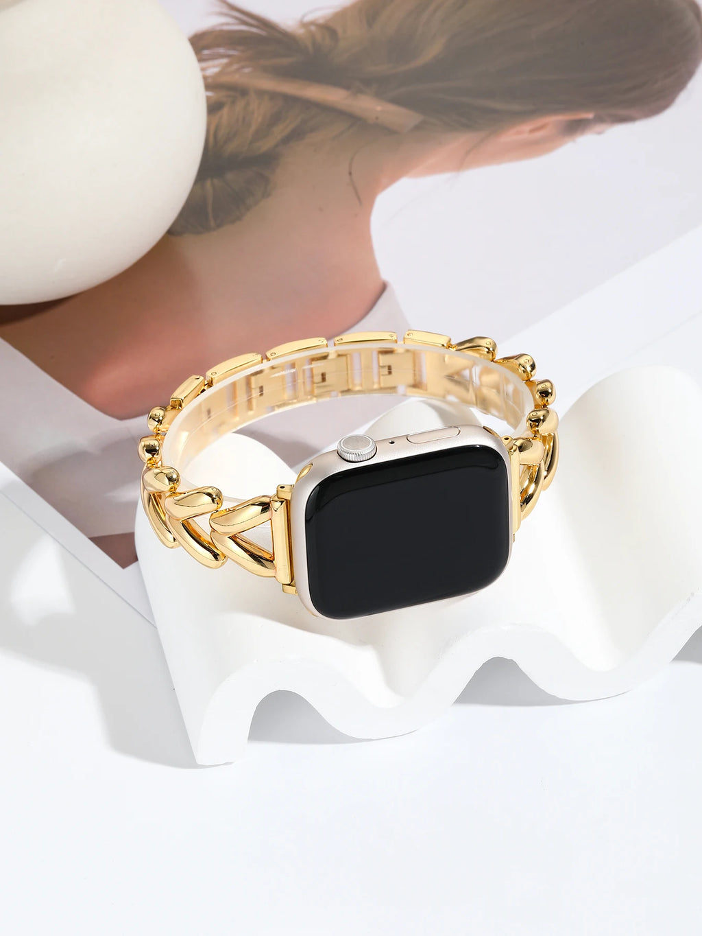 Luxe Goudkleurige Damesarmband voor Apple Watch – 40/41/42/44/49mm | Series 5-9 & Ultra