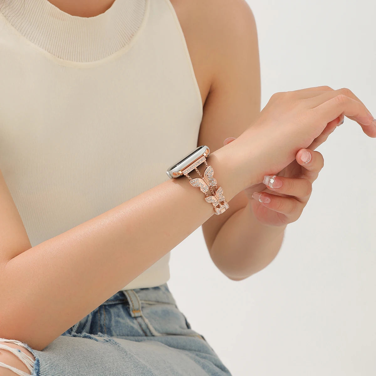 Metalen Vlinderarmband voor Apple Watch – 40/41/45/49mm | Series 3-9, SE & Ultra