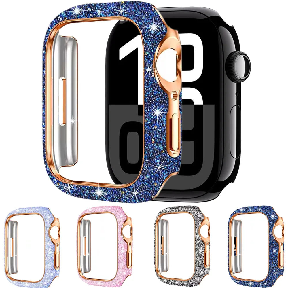 Kristallen Dameshoesje voor Apple Watch + Schermglas – 40/41/42/44/45/46mm | Series 5-11 & SE