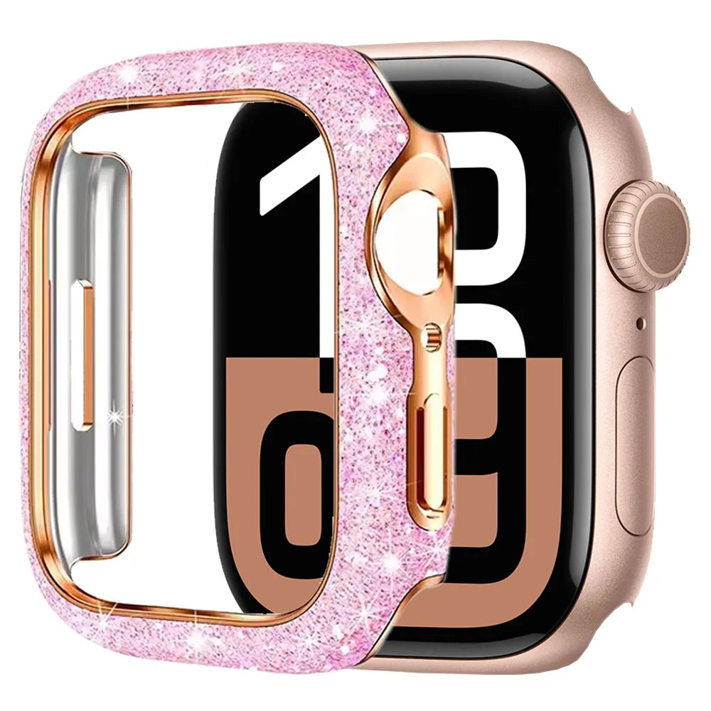 Kristallen Dameshoesje voor Apple Watch + Schermglas – 40/41/42/44/45/46mm | Series 5-11 & SE
