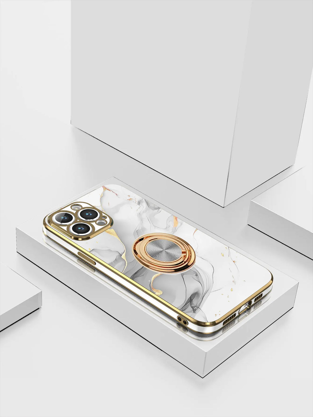 Marmeren Patroon Ringhouder Telefoonhoes voor iPhone – afbeelding 6