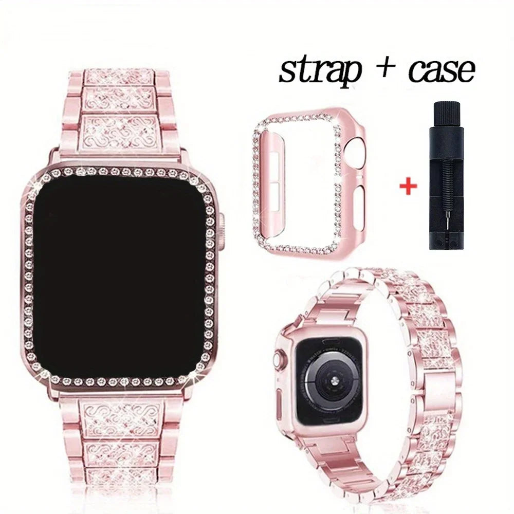 Metalen Damesband + Hoesje voor Apple Watch – afbeelding 1