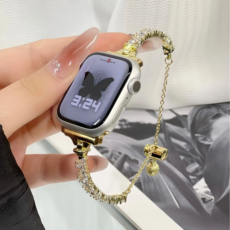Luxe Zirkonia Metalen Armband voor Apple Watch – 38/40/41/42/44/45/46/49mm | Series 6-11, SE & Ultra
