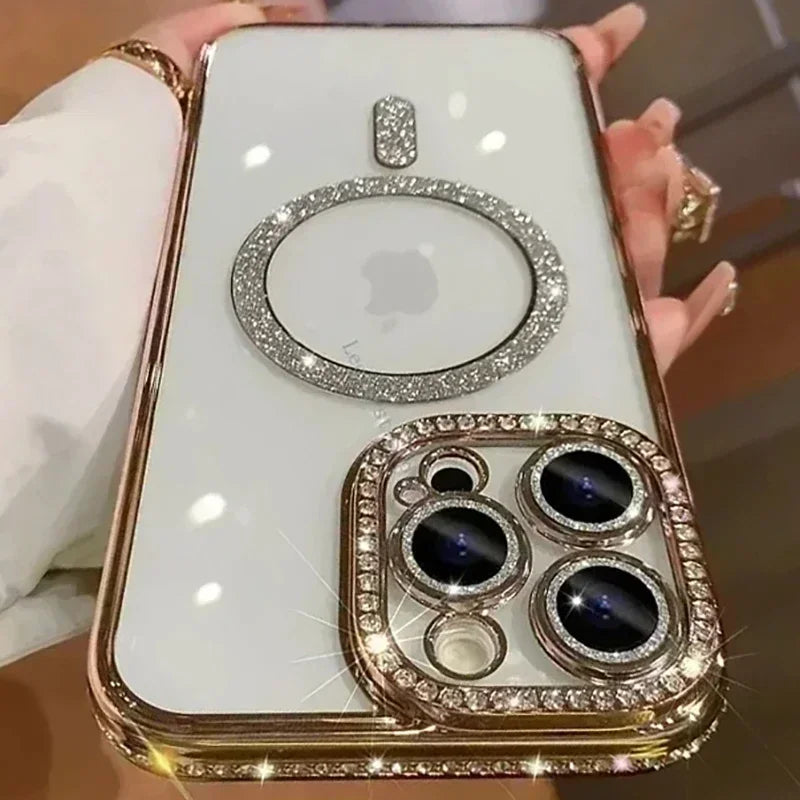 Transparant Glitter Diamant Hoesje voor iPhone – Magnetisch Opladen – afbeelding 11