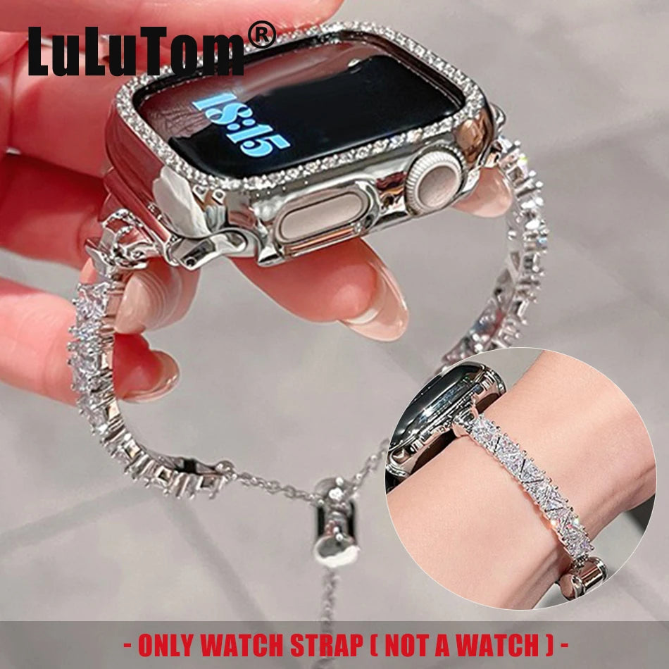 Luxe Zirkonia Metalen Armband voor Apple Watch – 38/40/41/42/44/45/46/49mm | Series 6-11, SE & Ultra