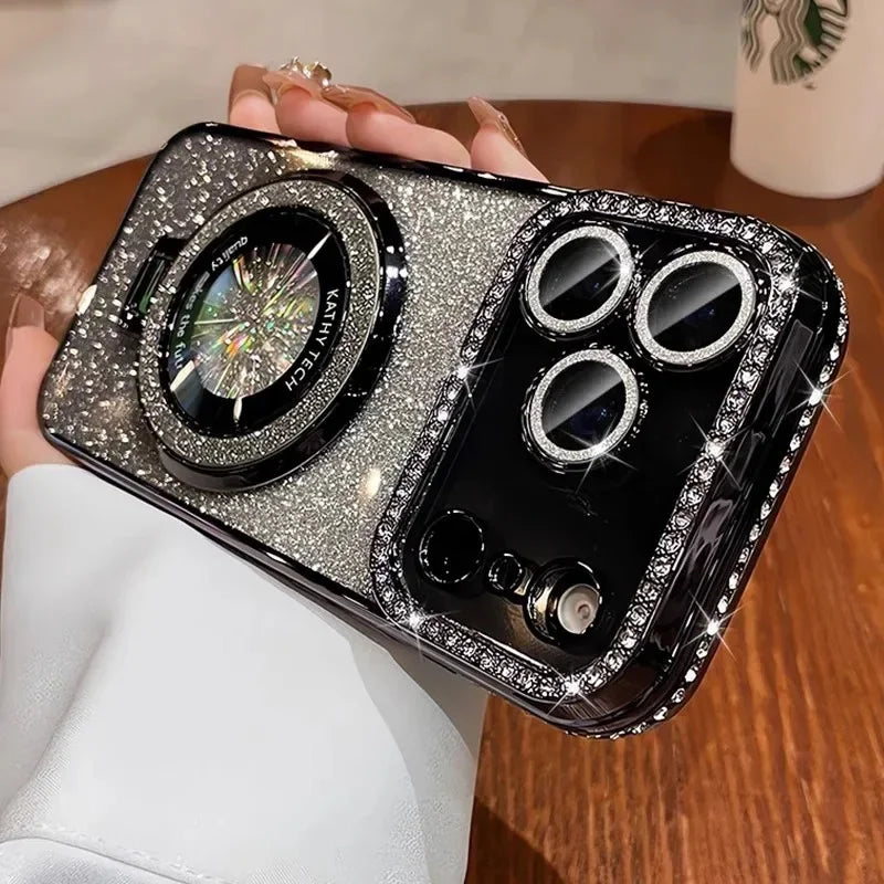 Transparant Diamantglitter Hoesje voor iPhone – MagSafe & Lensbescherming – afbeelding 12