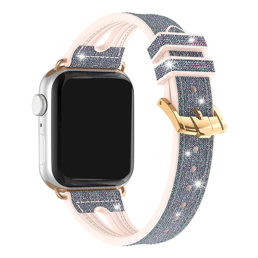 Glitter Siliconen Bandje voor Apple Watch – 40/41/42/44/45/46mm | Series 4-11 & SE