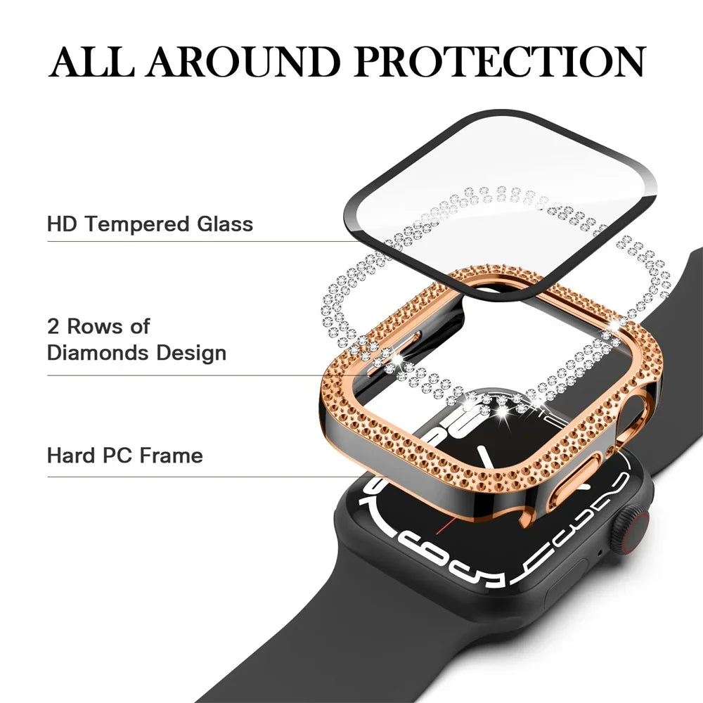 Hoesje met diamantlook + Metalen bandje voor Apple Watch – afbeelding 5