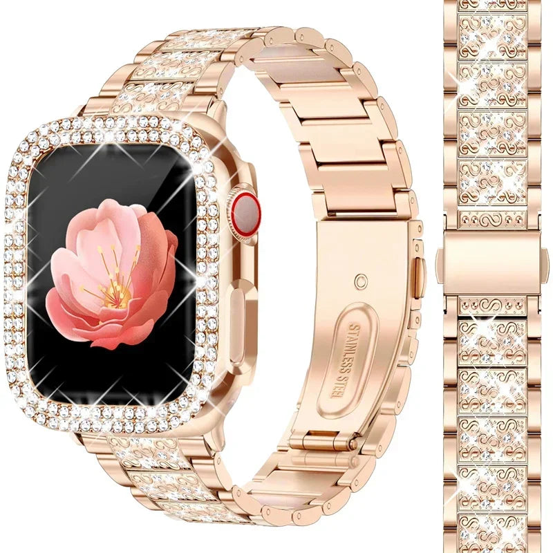 Hoesje met diamantlook + Metalen bandje voor Apple Watch – afbeelding 10