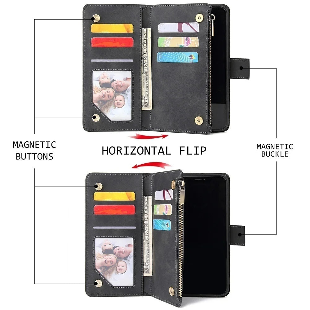 Leren Portemonnee Hoesje voor iPhone – Kaarthouder & Magnetische Sluiting – afbeelding 5