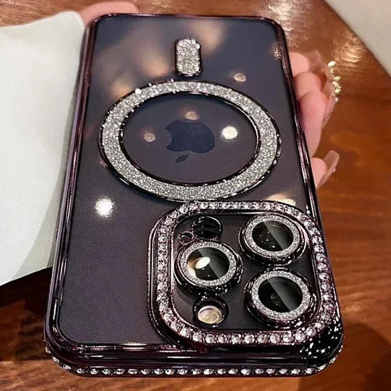 Transparant Glitter Diamant Hoesje voor iPhone – Magnetisch Opladen – afbeelding 9