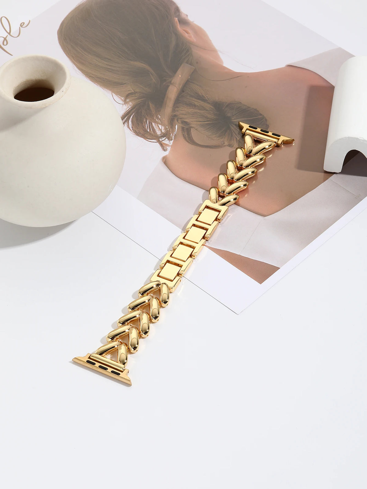 Luxe Goudkleurige Damesarmband voor Apple Watch – 40/41/42/44/49mm | Series 5-9 & Ultra