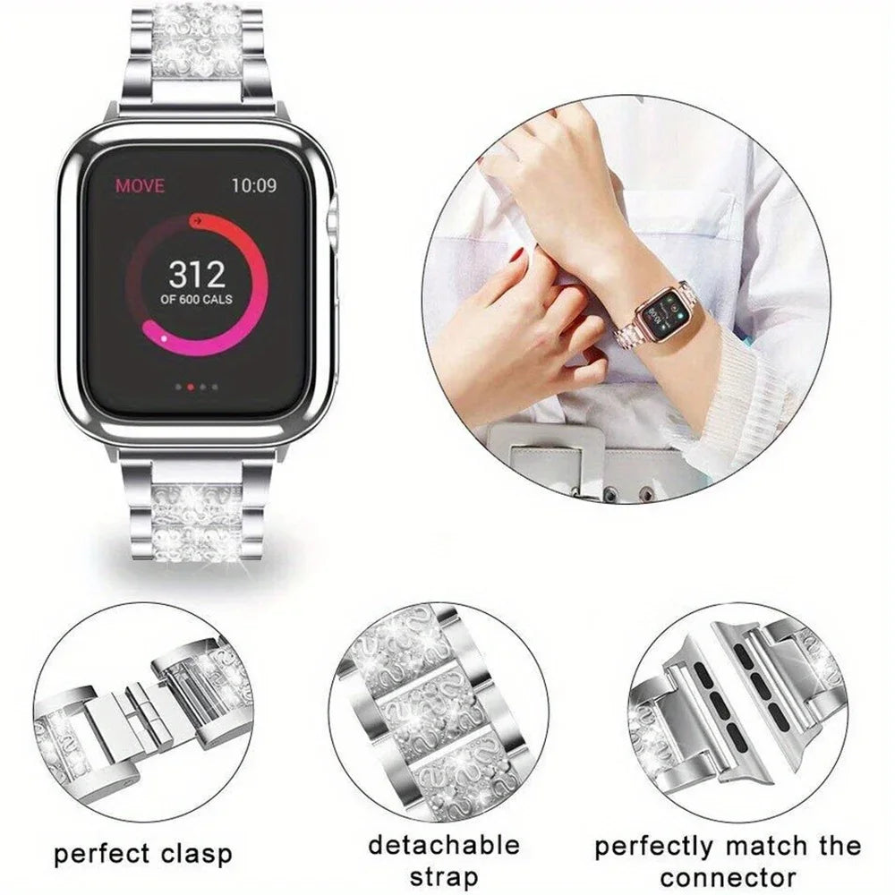 Metalen Damesband + Hoesje voor Apple Watch – afbeelding 5