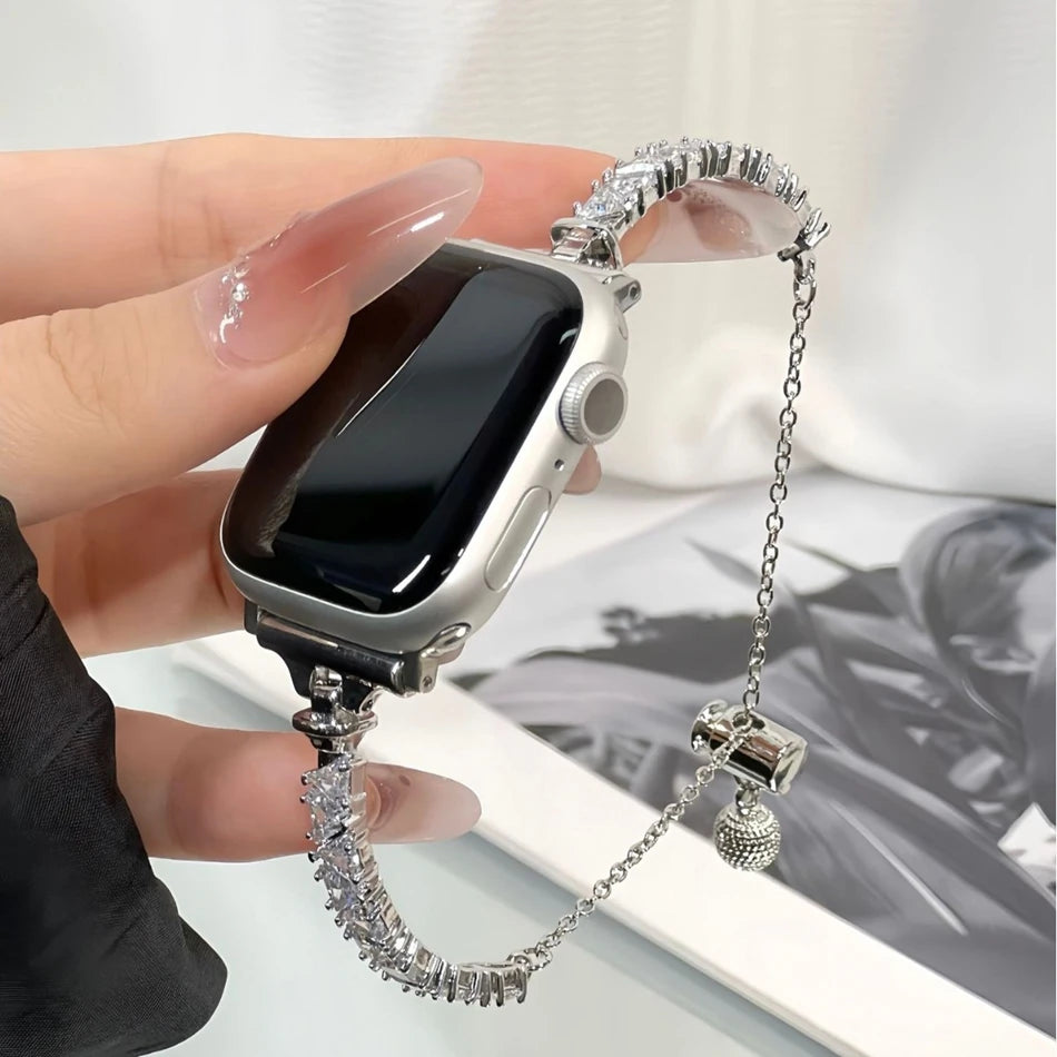 Luxe Zirkonia Metalen Armband voor Apple Watch – 38/40/41/42/44/45/46/49mm | Series 6-11, SE & Ultra