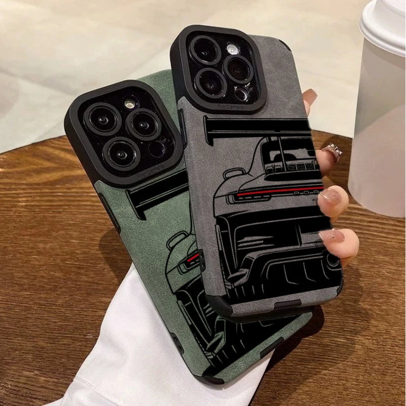 Sportwagen Telefoonhoesje voor iPhone – Kunstleer Beschermhoes – afbeelding 1