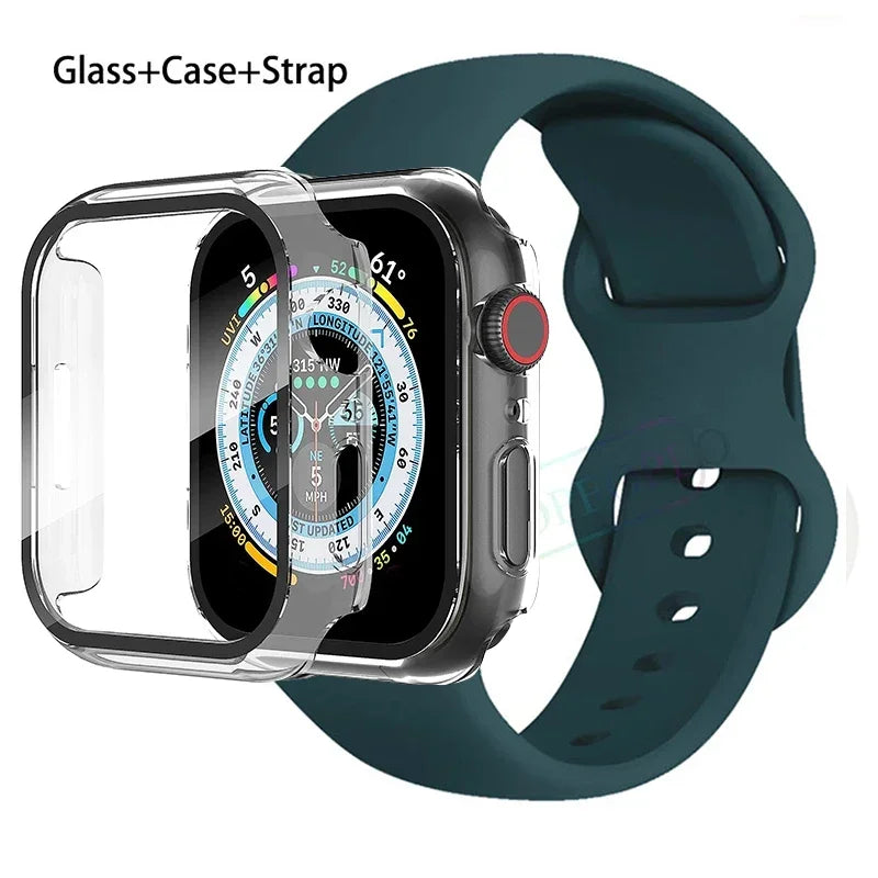 Screenprotector + Hoesje + Siliconenn Bandje voor Apple Watch – afbeelding 4