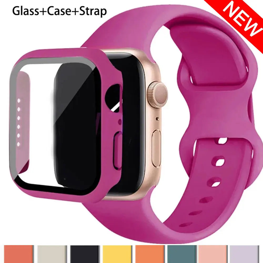 Screenprotector + Hoesje + Siliconenn Bandje voor Apple Watch – afbeelding 1
