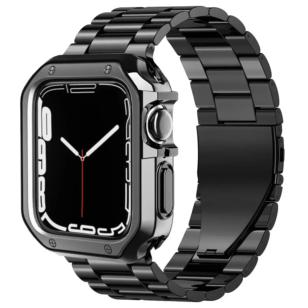 TPU Beschermhoes + Metalen bandje voor Apple Watch – afbeelding 2