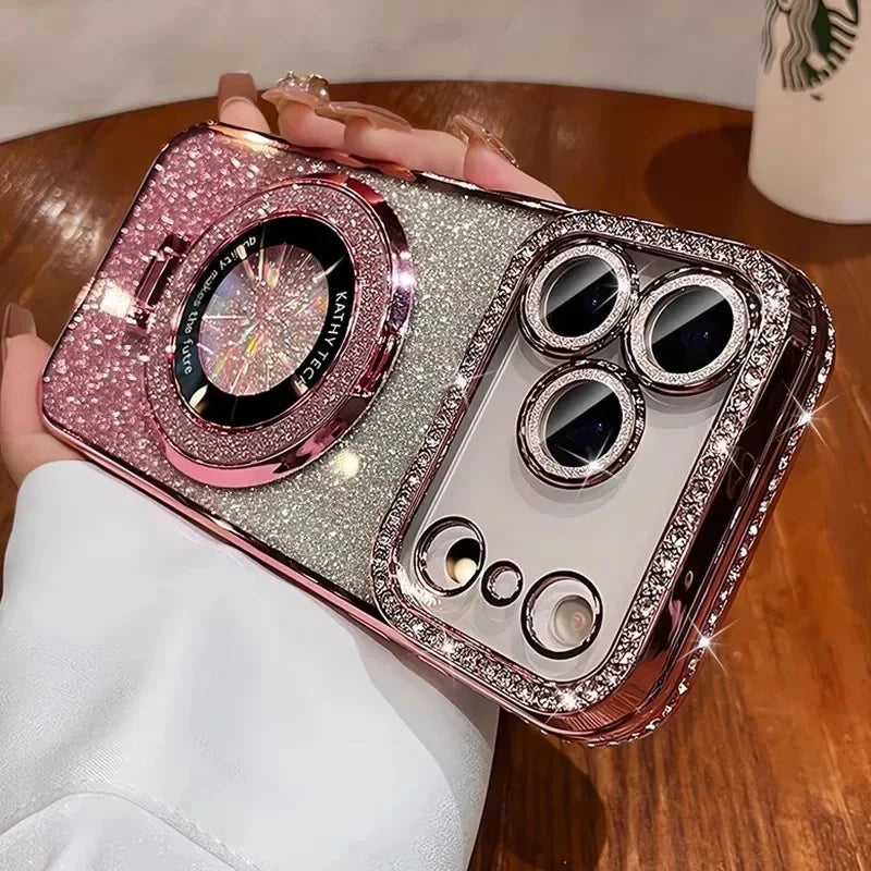 Transparant Diamantglitter Hoesje voor iPhone – MagSafe & Lensbescherming – afbeelding 13
