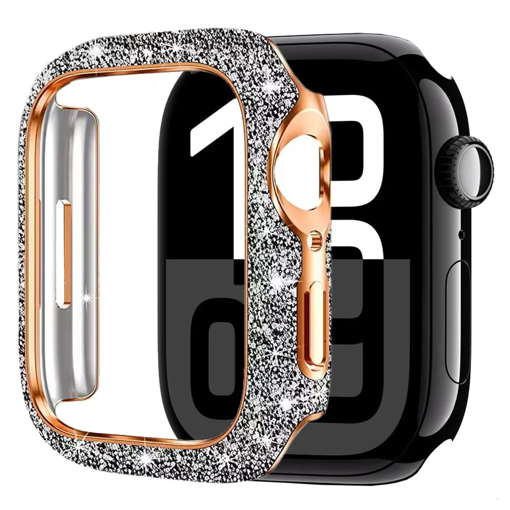 Kristallen Dameshoesje voor Apple Watch + Schermglas – 40/41/42/44/45/46mm | Series 5-11 & SE