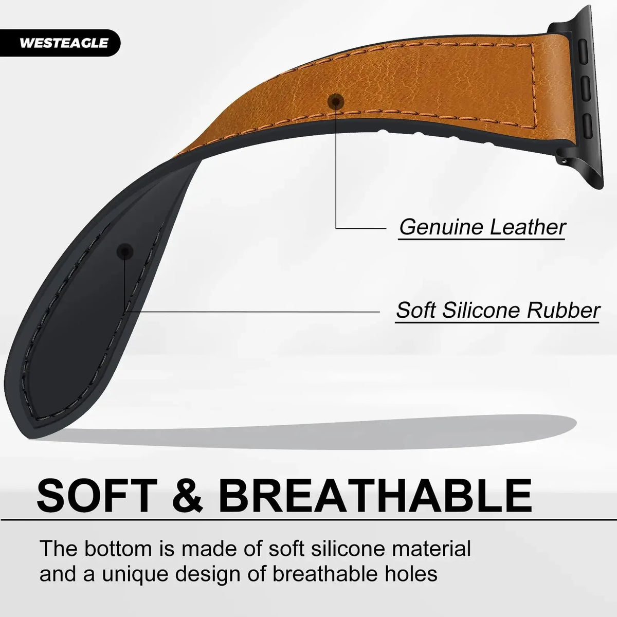 Leren Bandje voor Apple Watch – Magnetische Sluiting – afbeelding 3