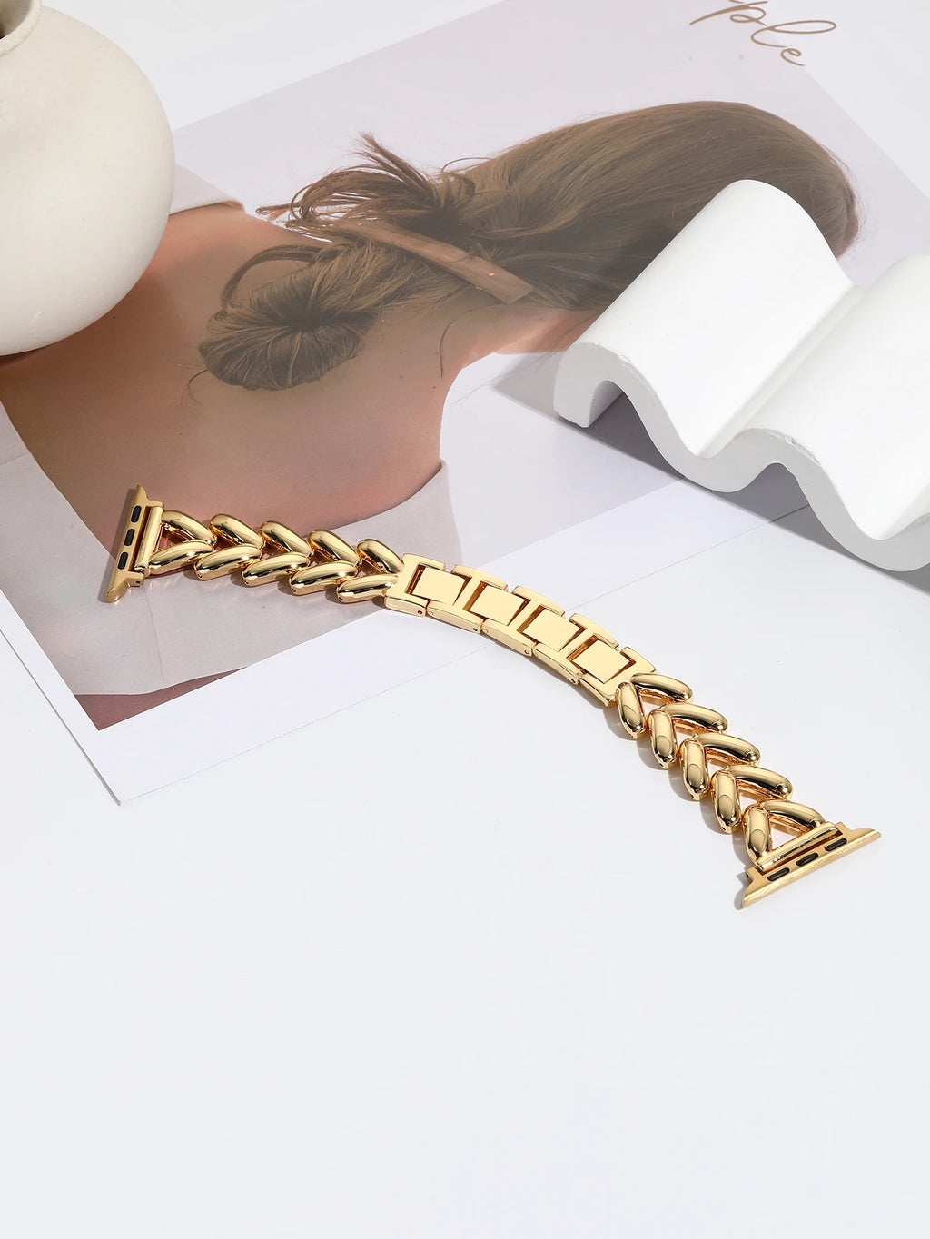 Luxe Goudkleurige Damesarmband voor Apple Watch – 40/41/42/44/49mm | Series 5-9 & Ultra