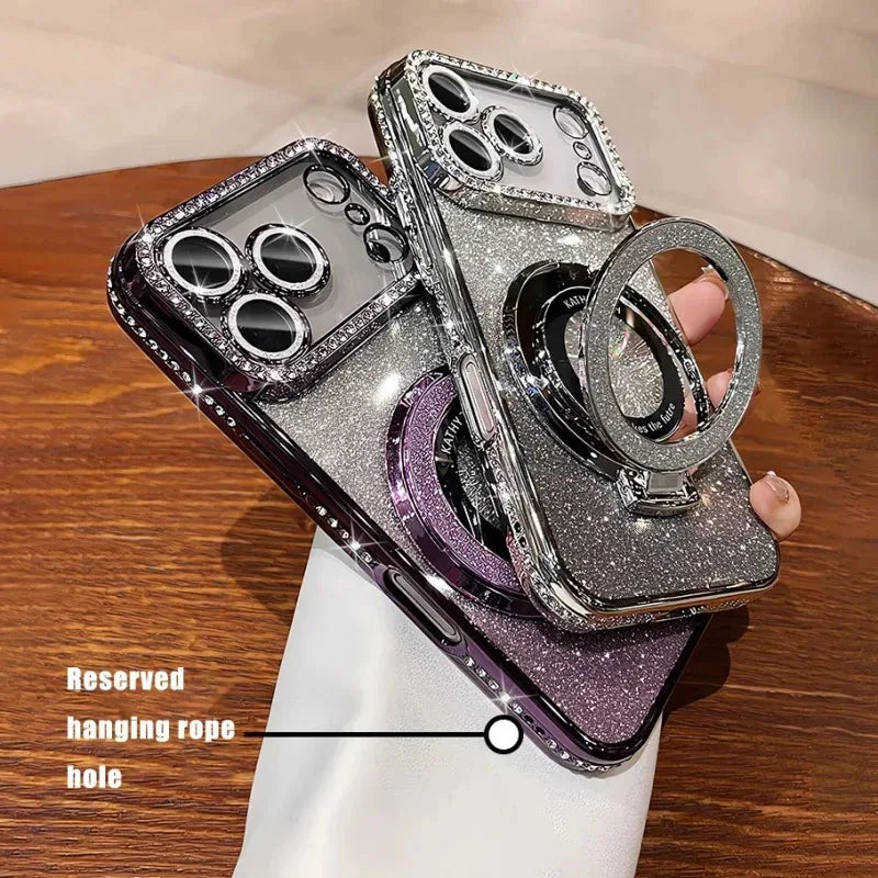 Transparant Diamantglitter Hoesje voor iPhone – MagSafe & Lensbescherming – afbeelding 3