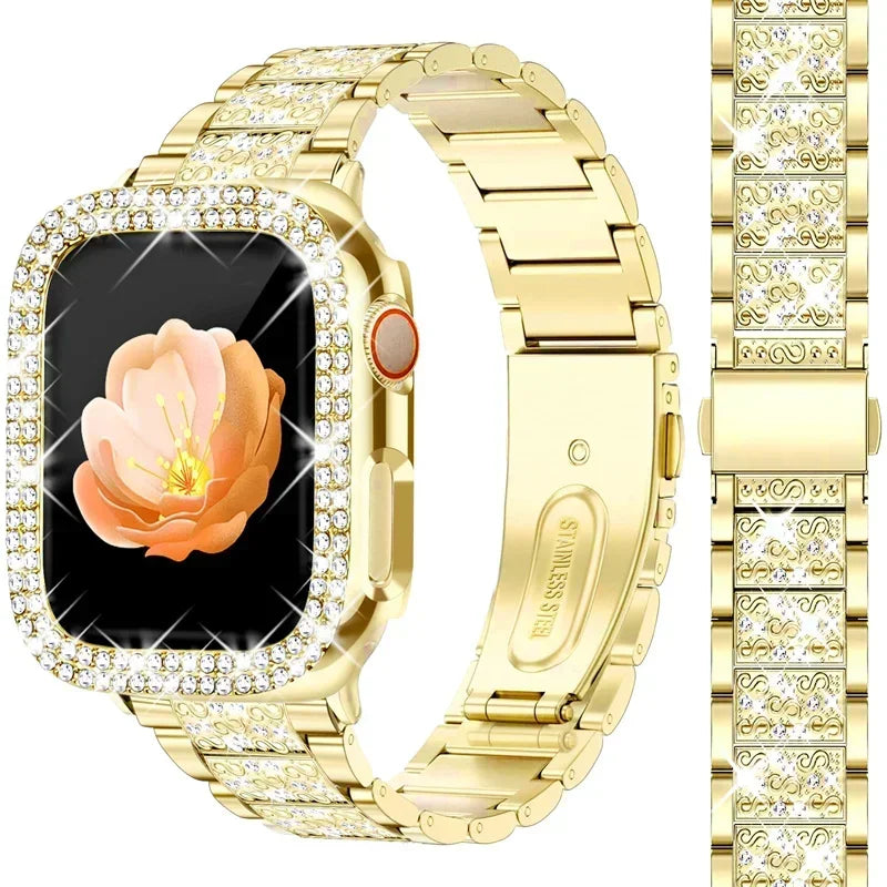 Hoesje met diamantlook + Metalen bandje voor Apple Watch – afbeelding 7