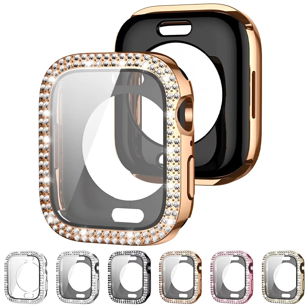 Diamanten Hoesje + Schermbeschermer voor Apple Watch – 40/41/42/44/45/46/49mm | Series 5-11, SE & Ultra