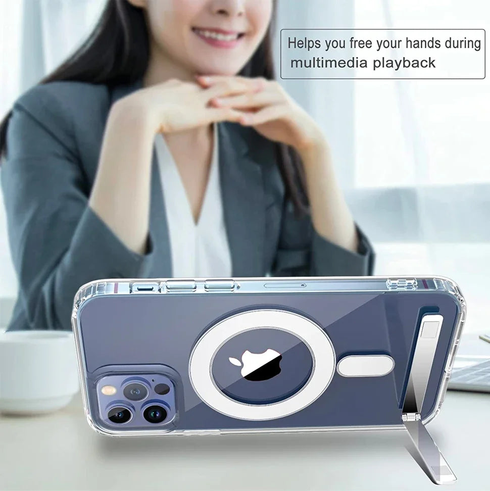 Transparant MagSafe Hoesje voor iPhone – Standaard & Draadloos Opladen – afbeelding 3