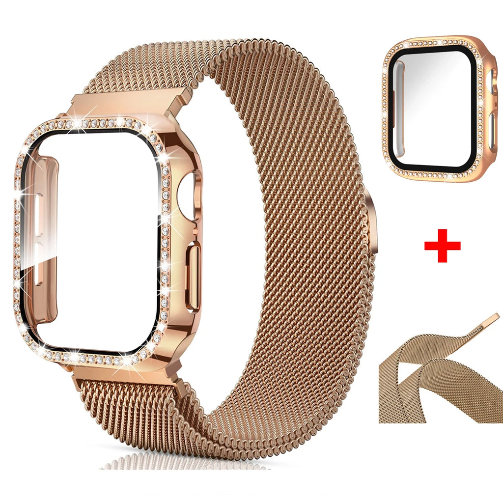 Milanese Mesh Bandje + Hoesje voor Apple Watch – afbeelding 1