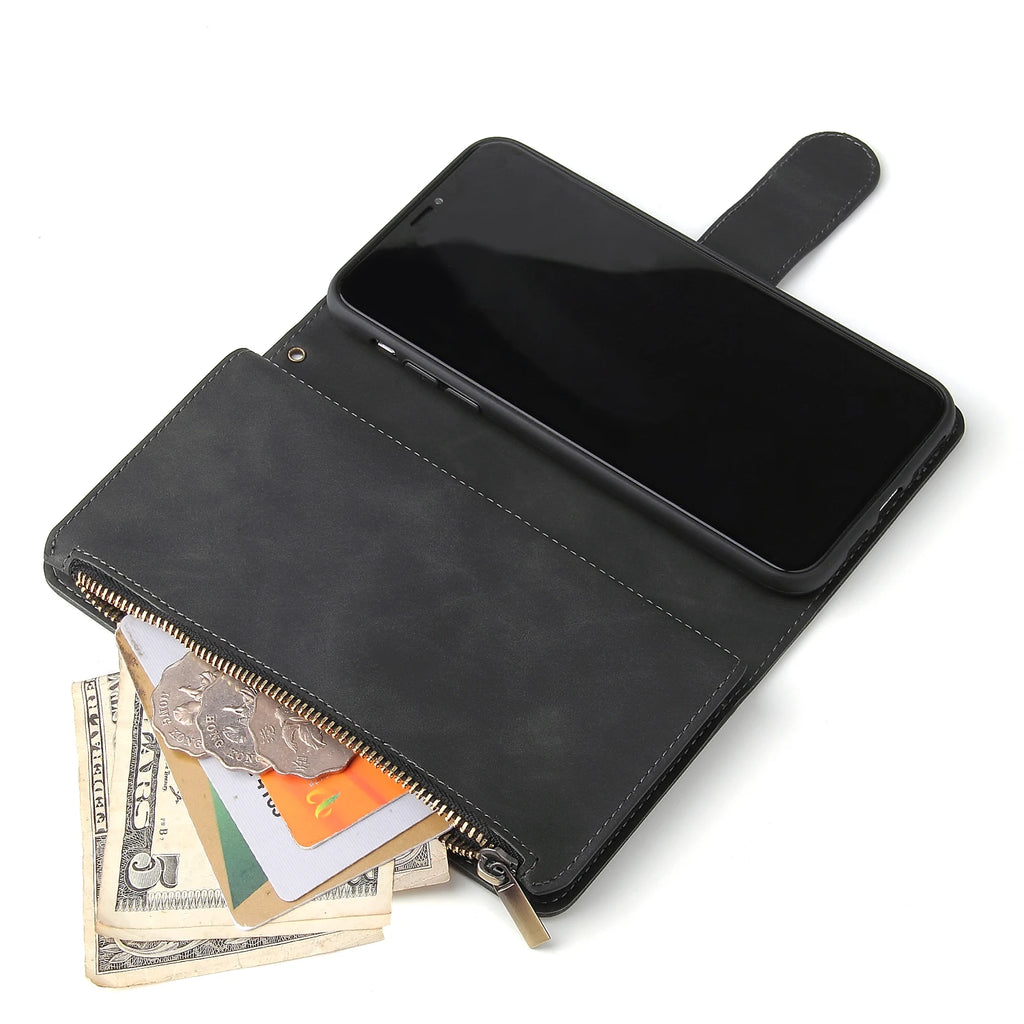 Leren Portemonnee Hoesje voor iPhone – Kaarthouder & Magnetische Sluiting – afbeelding 4